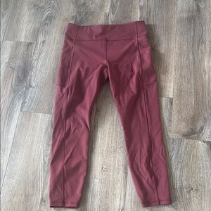 Lululemon Athletica Red Leggings High Waist Moisture-Wicking